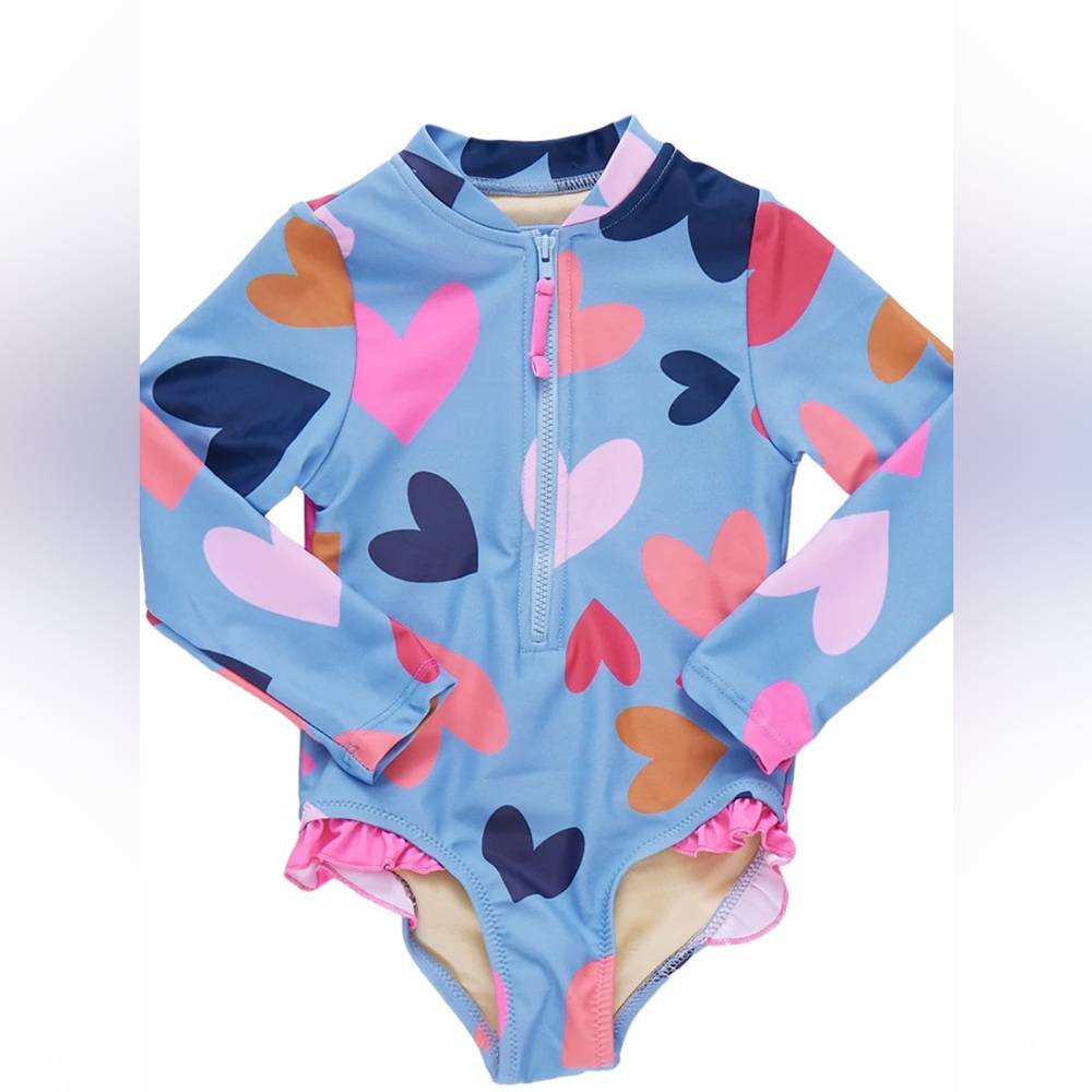Pink Chicken Girls Arden Swimsuit - multi tossed hearts